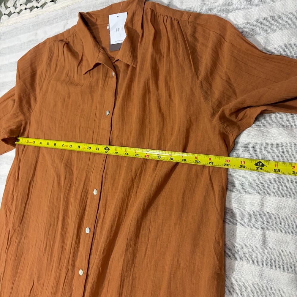 NWT J.JILL CINNAMON LONG SHIRTTAIL TUNIC TOP SHIRT LONG SLEEVE MAXI DRESS SZ M - Picture 9 of 12